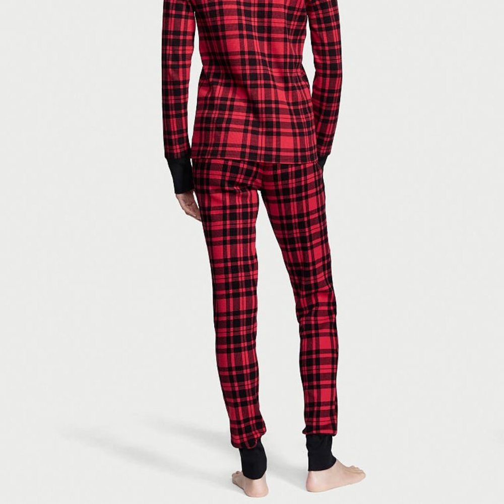 VS L Thermal Long Pajama Set Adorable Plaid Checkered Red Black PJ P.J. PJs NWT - Picture 6 of 14